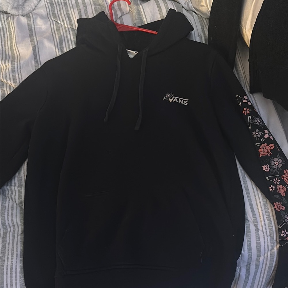 Vans Black Hoodie with Floral Sleeve